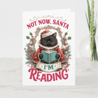 Tarjeta Festiva No Ahora Santa Estoy Leyendo 