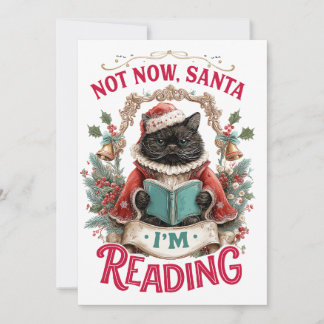 Tarjeta Festiva No Ahora Santa Estoy Leyendo
