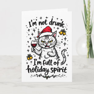 Tarjeta Festiva No Estoy Borracho Estoy Lleno de Espíritu Navideño