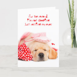 Tarjeta Festiva no estoy durmiendo amarillo laboratorio cachorro v