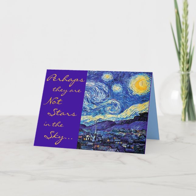 Tarjeta Festiva No estrellas, noche estrellada (Anverso)