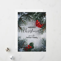 No foto de Pine Holly Berries, cubierta de nieve