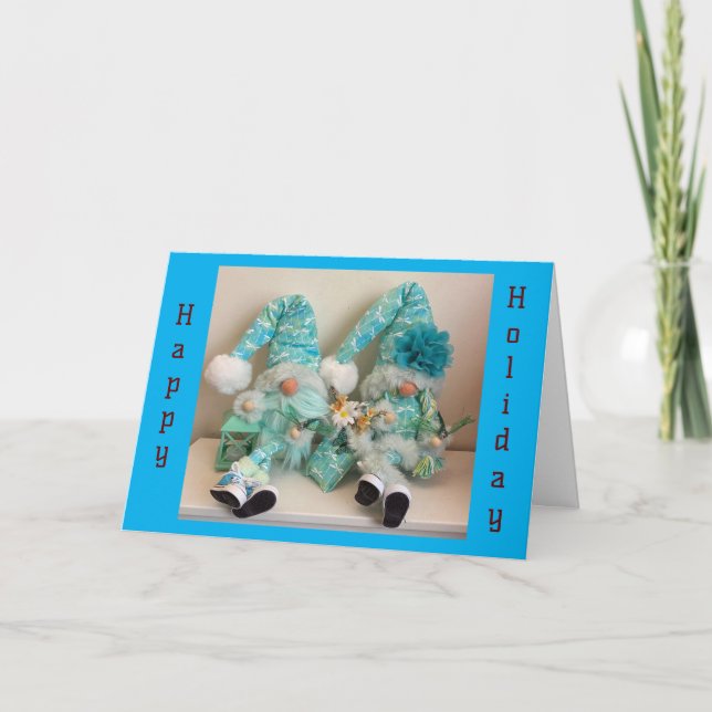 TARJETA FESTIVA NO HAY LUGAR COMO "GNOME" PARA LAS VACACIONES Y AM (Anverso)