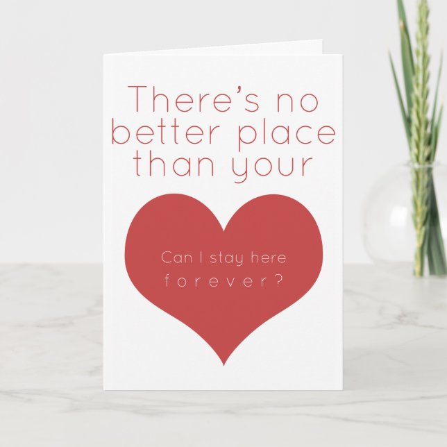 Tarjeta Festiva No hay mejor lugar que su corazón (rojo) (Anverso)