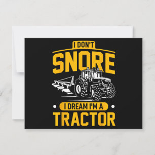 Tarjeta Festiva No ronco, sueño que soy un tractor - granjero grac