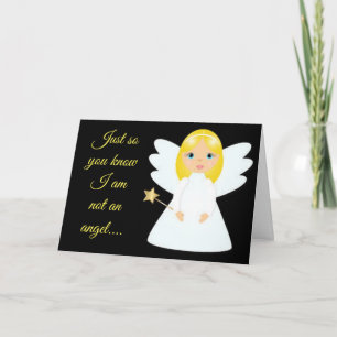 TARJETA FESTIVA **NO SOY UN ÁNGEL** ¡CELEBRÉMONOS BAJO EL MUÉRDAGO