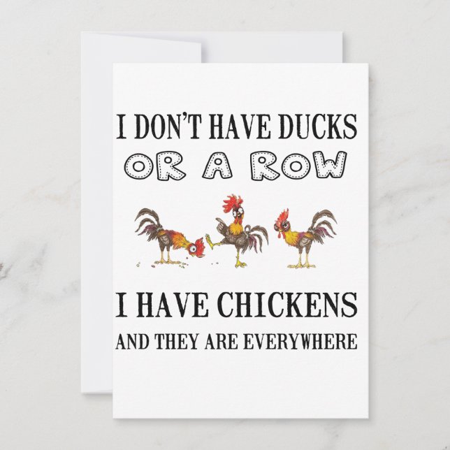 Tarjeta Festiva No tengo pollos en la fila tengo pollos (Anverso)