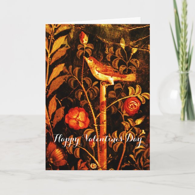 TARJETA FESTIVA NOCHE CON ROSAS EL DÍA DE SAN VALENTÍN (Anverso)