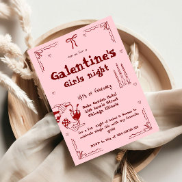 Tarjeta Festiva Noche de chicas de Galentine dibujada a mano para 