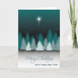 Tarjeta Festiva Noche de invierno con la estrella de Belén