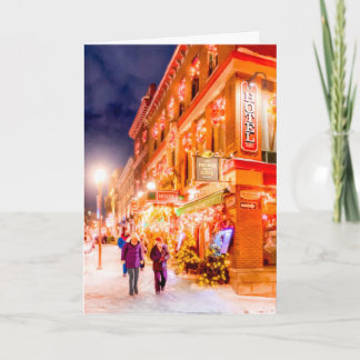 Tarjeta Festiva Noche De Invierno En Quebec