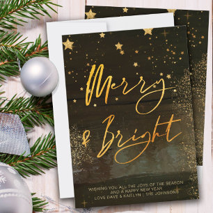 Tarjeta Festiva Noche de invierno estrellada Alegre y Brillante Es