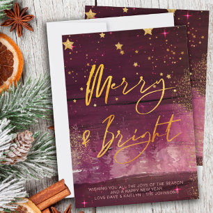 Tarjeta Festiva Noche de invierno estrellada Alegre y brillante ru