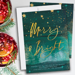 Tarjeta Festiva Noche de invierno estrellada Alegre y Brillante Ve