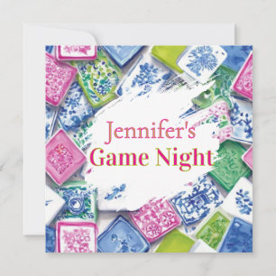 Tarjeta Festiva Noche de juego de Mahjong preppy personalizado con