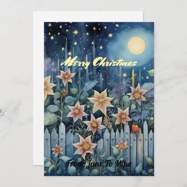 Tarjeta Festiva Noche de Navidades caprichosos (Anverso / Reverso)