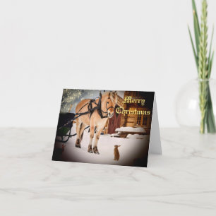 Tarjeta Festiva Noche de Navidades estrellados en la granja con ca