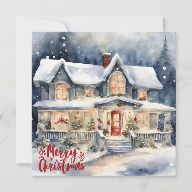 Tarjeta Festiva Noche de nieve navideña (Anverso)