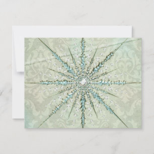 Tarjeta Festiva Noche de nieve plata verde azulado elegante invier