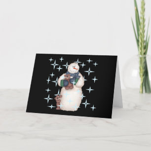 Tarjeta Festiva Noche de Snowman Starry