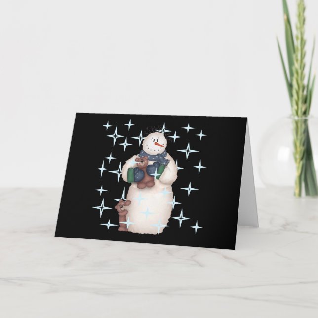 Tarjeta Festiva Noche de Snowman Starry (Anverso)