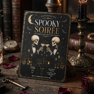 Tarjeta Festiva Noche de Terror de Lujo Cena de Halloween