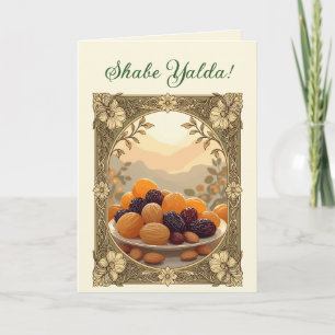 Tarjeta Festiva Noche de Yalda Chelle Frutas Secas y Nueces Art No