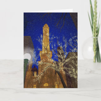 Tarjeta Festiva Noche del invierno en la torre de agua