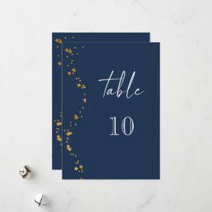 Tarjeta Festiva Noche estelar moderna 5x7 Boda azul número de tabl