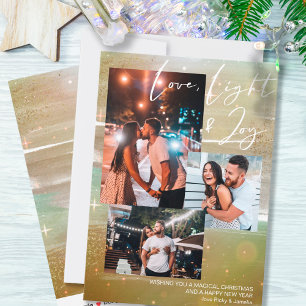 Tarjeta Festiva Noche estrellada Amor Luz y Alegría 3 Foto Dorado