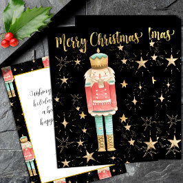 Tarjeta Festiva Noche estrellada de oro de los Navidades Nutcracke