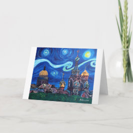 Tarjeta Festiva Noche estrellada en St Petersburg Rusia