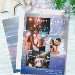 Tarjeta Festiva Noche estrellada Luz de Amor y Alegría 3 Collage d<br><div class="desc">Crea tu propia tarjeta de vacaciones de 3 collage de fotos, con letras a mano de Love Light & Joy, en un fondo nocturno estrellado. El diseño se caracteriza por sus pinceladas acuáticas, en tonos azul índigo violeta y gris, con estrellas, resplandor estrellado y polvo dorado. El amor, la luz...</div>