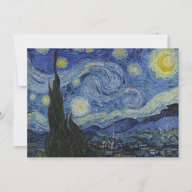 Tarjeta Festiva "Noche estrellada" por Van Gogh (Anverso)