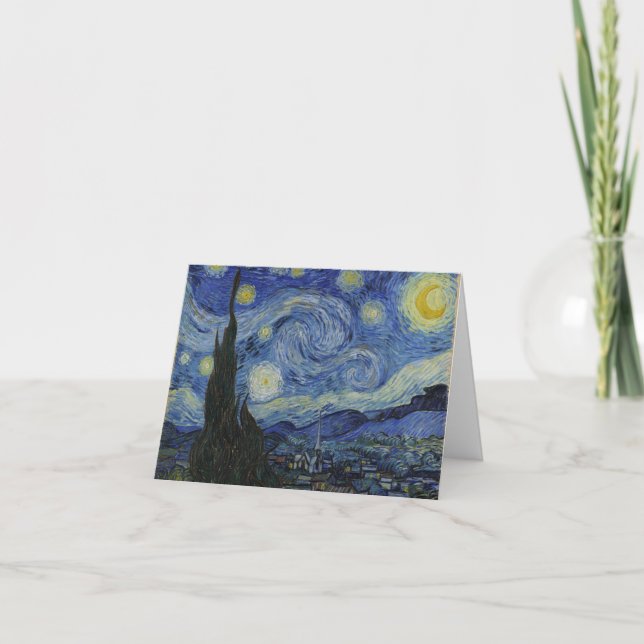 Tarjeta Festiva "Noche estrellada" por Van Gogh (Anverso)