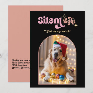 Tarjeta Festiva Noche Glamurosa Divertida Foto Retro de Perro Domé