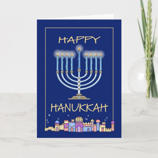 Tarjeta Festiva Noche Hanukkah (Anverso)