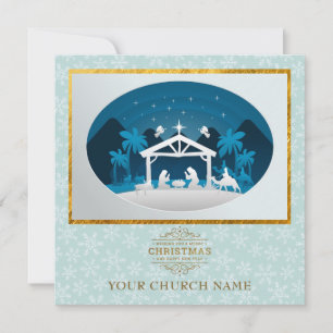 Tarjeta Festiva Noche Santa Natividad Fiesta Religiosa Iglesia