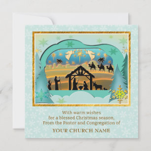 Tarjeta Festiva Noche Santa Natividad Fiesta Religiosa Iglesia