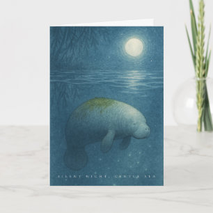 Tarjeta Festiva Noche Silenciosa, Mar Gentil – Manatí Pacífico