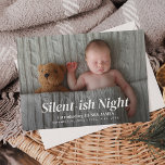 Tarjeta Festiva Noche silenciosa moderna foto completa bebé Nacimi<br><div class="desc">Anuncio de nacimiento de vacaciones moderno y elegante con foto completa y 2 collage de fotos en la parte trasera.</div>