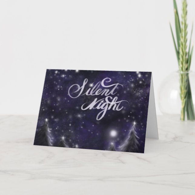 Tarjeta Festiva Noche silenciosa - romántica escena de nieve de va (Anverso)