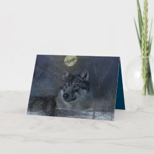 Tarjeta Festiva Noche Wolf Spirit Moon