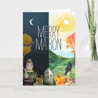 Tarjeta Festiva Noche y día del equinoccio de otoño en Mabon