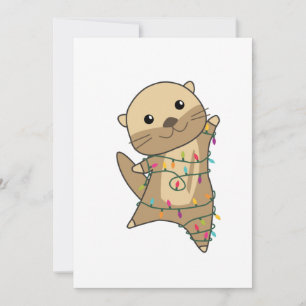 Tarjeta Festiva Nochebuena de nutria Nieve de invierno Animales Nu