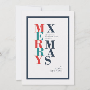 Tarjeta Festiva Nochebuena moderna y deseos de Año Nuevo