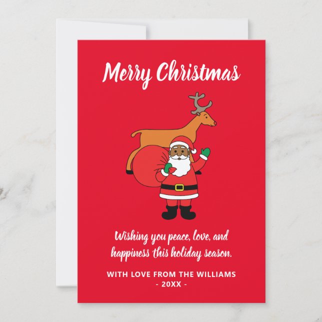 Tarjeta Festiva Nochebuena navideña africana Papá Noel (Anverso)