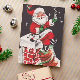 Tarjeta Festiva Nochebuena retro de los años 1950 en la vintage na