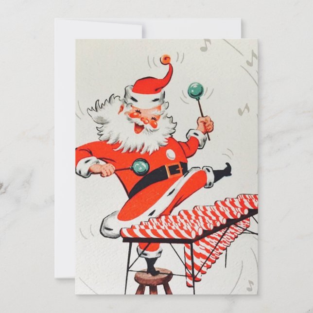 Tarjeta Festiva Nochebuena retro vintage (Anverso)