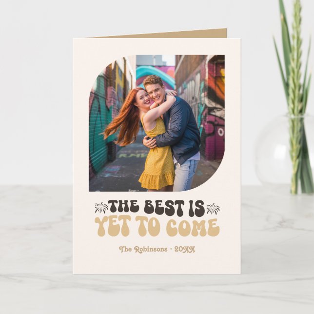 Tarjeta Festiva Noches de champán Champán Retro Foto de año nuevo (Anverso)